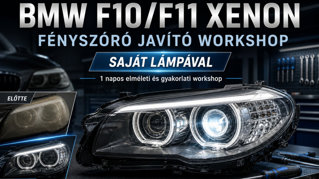 BMW F10/F11 fényszóró javítás workshop - saját lámpával - Reflektorklinika